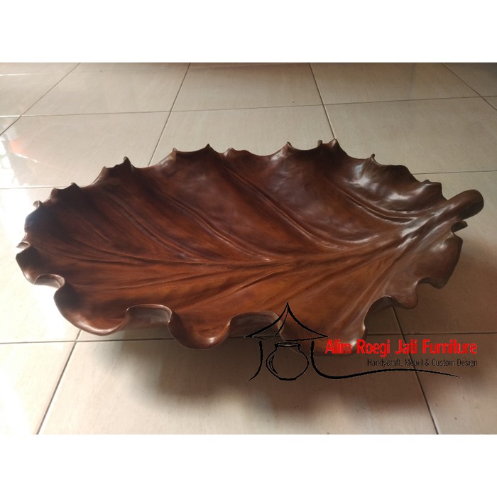 Tempat Buah Jati Daun Large, Tempat Buah Buahan Jati, Tempat Buah Ukir