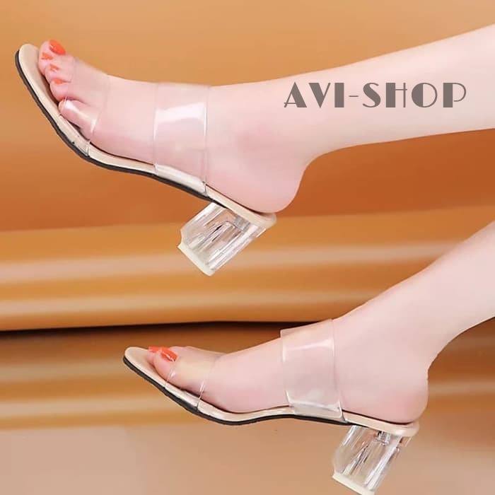 HAK TAHU KACA CINDERELLA-Sandal Hak Tahu Wanita Murah-Sandal Hak Kaca Wanita Murah