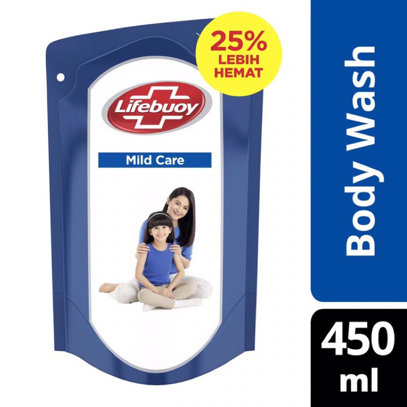 Lifebuoy sabun cair 450ml mild care biru pembasmi kuman murah