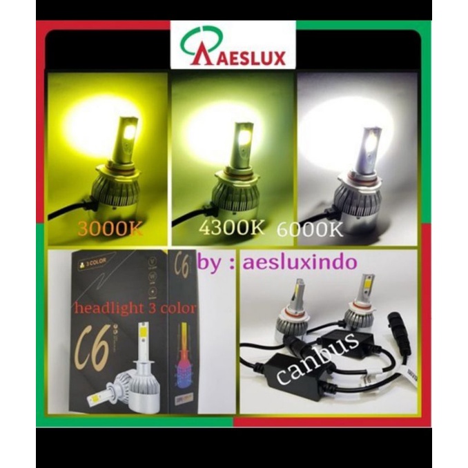 Led C6 3 color H1,H3, H7, H8/H11, HB3, HB4, HB27
