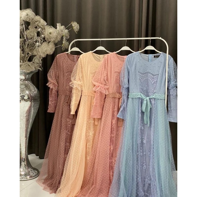 Gamis mewah pita by-vivorie ready lilac