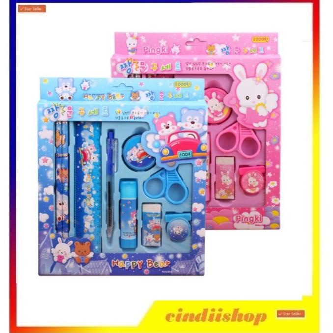 

Set alat tulis anak karakter sekolah pensil penggaris gunting ATK lucu