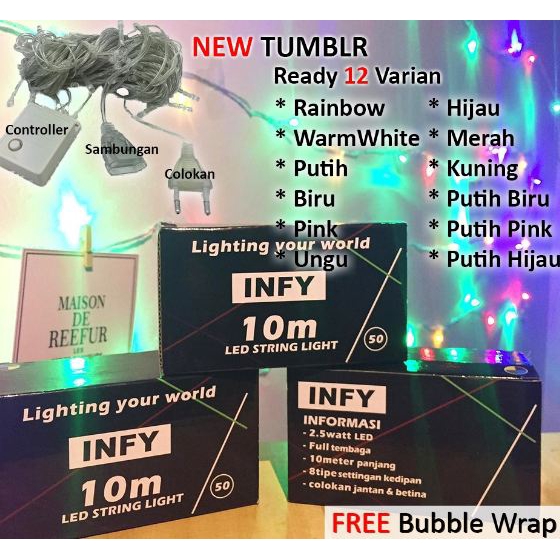 ☀INDOLAND☀  Lampu Tumblr 10 Meter 50 LED Box Hias Lebaran Dekorasi Light Tumbler RGB E017