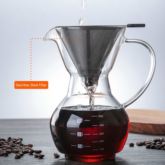 Coffee Maker Pot V60 Teko Kopi Barista 300ml + Filter