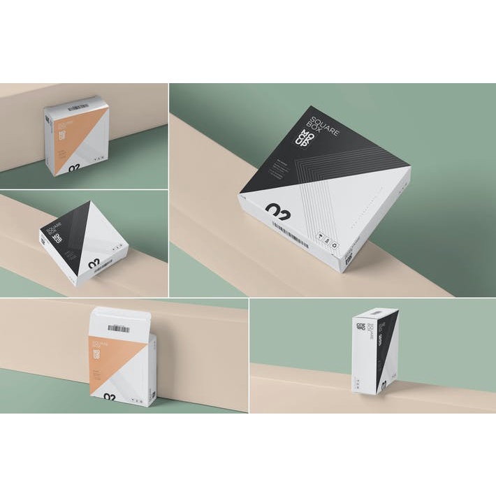 Square Shaped Slim Box Mockups - PLR