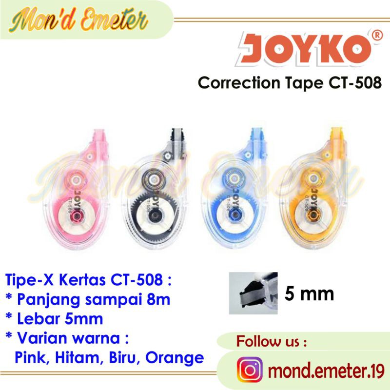 

Tip-Ex Kertas Joyko Correction Pen CT-508 8m x 5mm-Pita Koreksi Anak Sekolah/Kantor-Alat Tulis