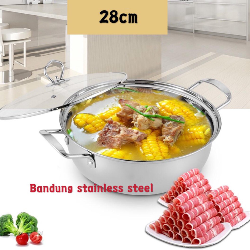 Panci shabu shabu 28cm sukiyaki steamboat hot pot stainless murah