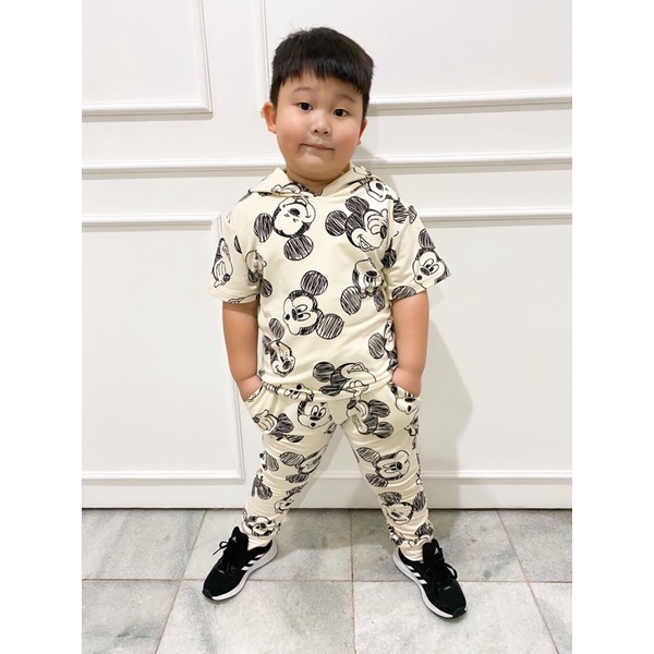 SETELAN ANAK MICKY MODEL FULL PRINT PREMIUM SETELAN ANAK MASA KINI micky mouse Satu set anak setelan