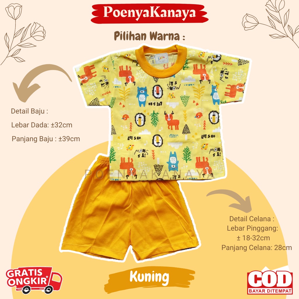 Setelan Baju Bayi Pendek Kaos Oblong IDOLA 8302 Besar Size 1-2 Tahun STL84