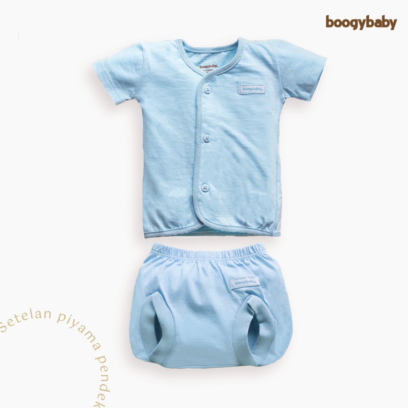 Makassar ! Setelan Pendek Bayi BOOGYBABY Basic Solid Compact 0-6 BLN ( 1 PSG )