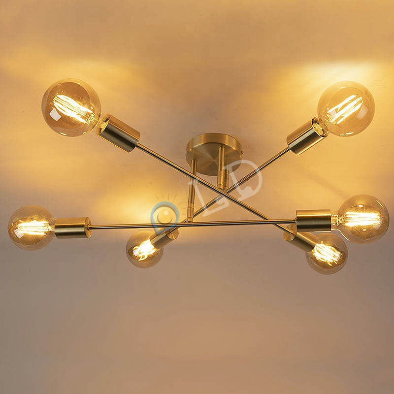 [COD] Lampu Gantung 6 Led E27 Industrial Bahan Besi Untuk Plafon Ruang Tamu Modern minimalist chandelier (not included Bulb)