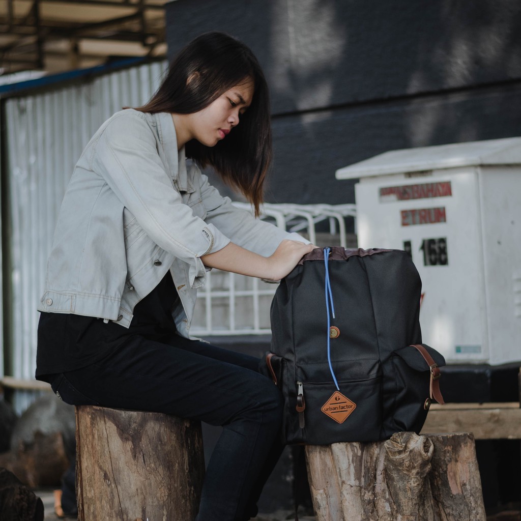 HOLIDAY BLACK |Urban Factor x FORIND| Tas Ransel Punggung Ori Bag Pria Wanita Backpack Baru Besar