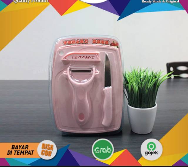 pisau buah set+talenan 3 in 1.