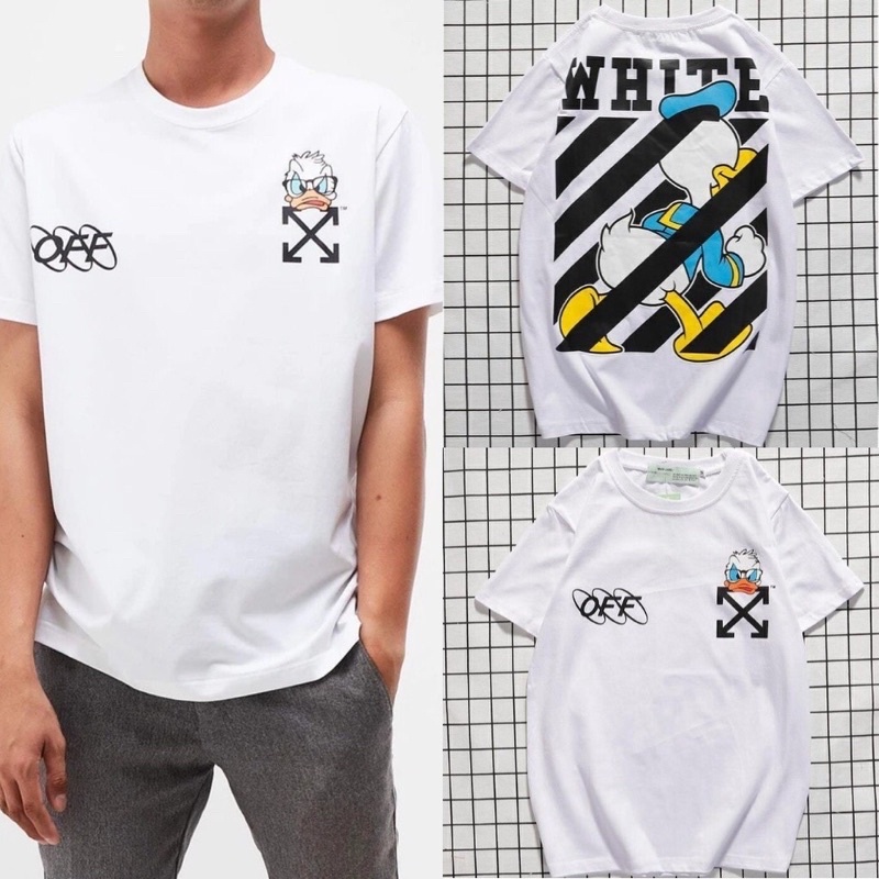 OFF WHITE BAJU KAOS T SHIRT TSHIRT DISTRO OFF WHITE T SHIRT DONALD DUCK DISNEY PREMIUM ORIGINAL PUTI