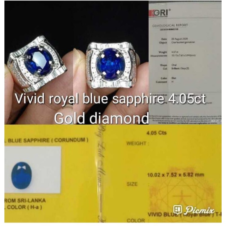 Batu Permata Mulia Natural Royal Blue Sapphire Ceylon Vivid Blue 4 Cts