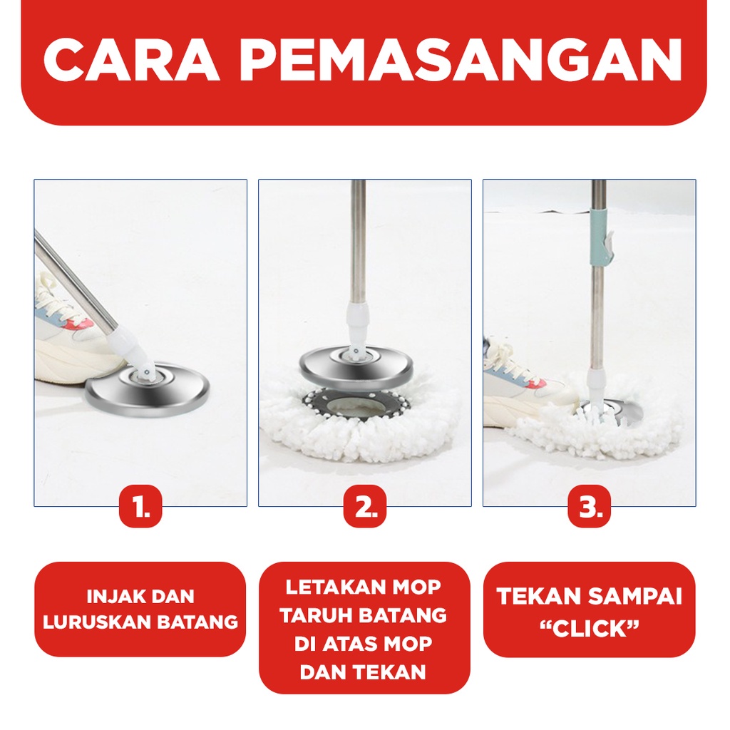 Alat Pel Lantai Mop Dengan Rol Praktis Kain Pel Putar Spin Mop 6L Bucket Ultra Mop | Room cleaner