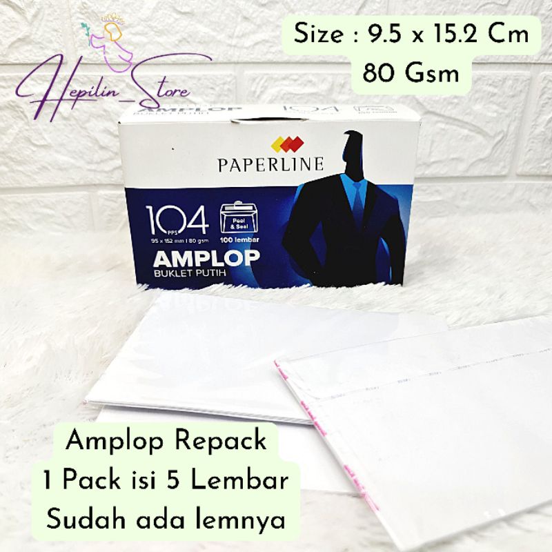 

Amplop PAPERLINE Repack ( 1 Pack isi 5 Lembar ) / Amplop Putih Tanggung 5 Lembar 80 Gsm