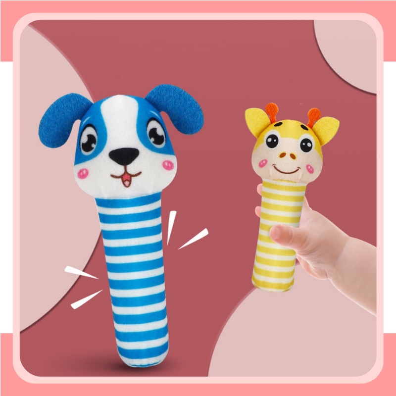 MURMURE.BABY |  MAINAN TANGAN BAYI BUNYI BABY HAND RATTLE TOY STICK MAINAN KERINCINGAN GENGGAM BAYI BENTUK ANIMAL