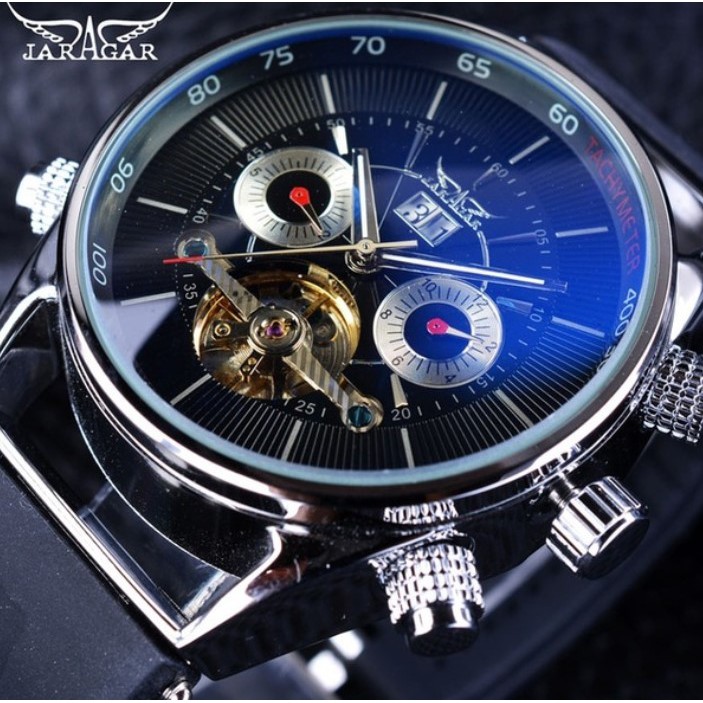 Jaragar Men Mechanical Automatic Tourbillon Sport Watch Jam Tangan