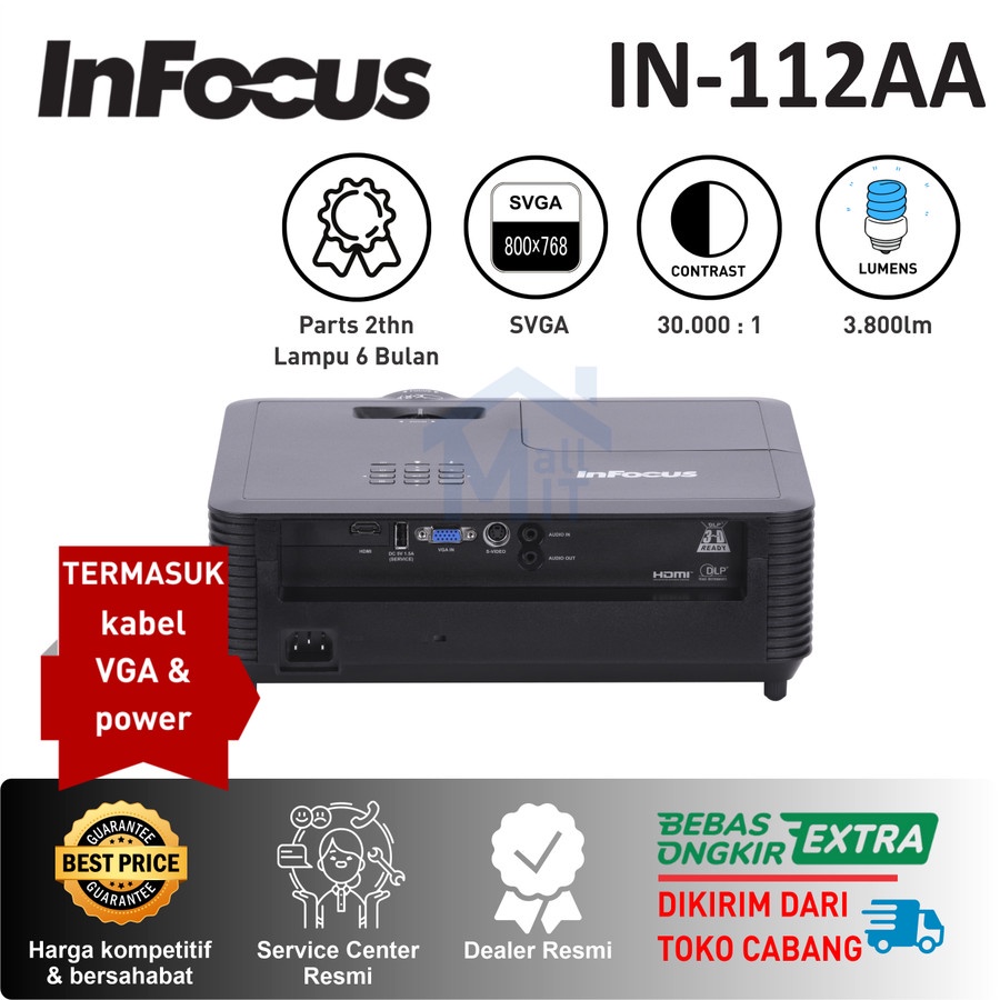 PROYEKTOR INFOCUS IN112AA PROJECTOR 3800 LUMENS SVGA