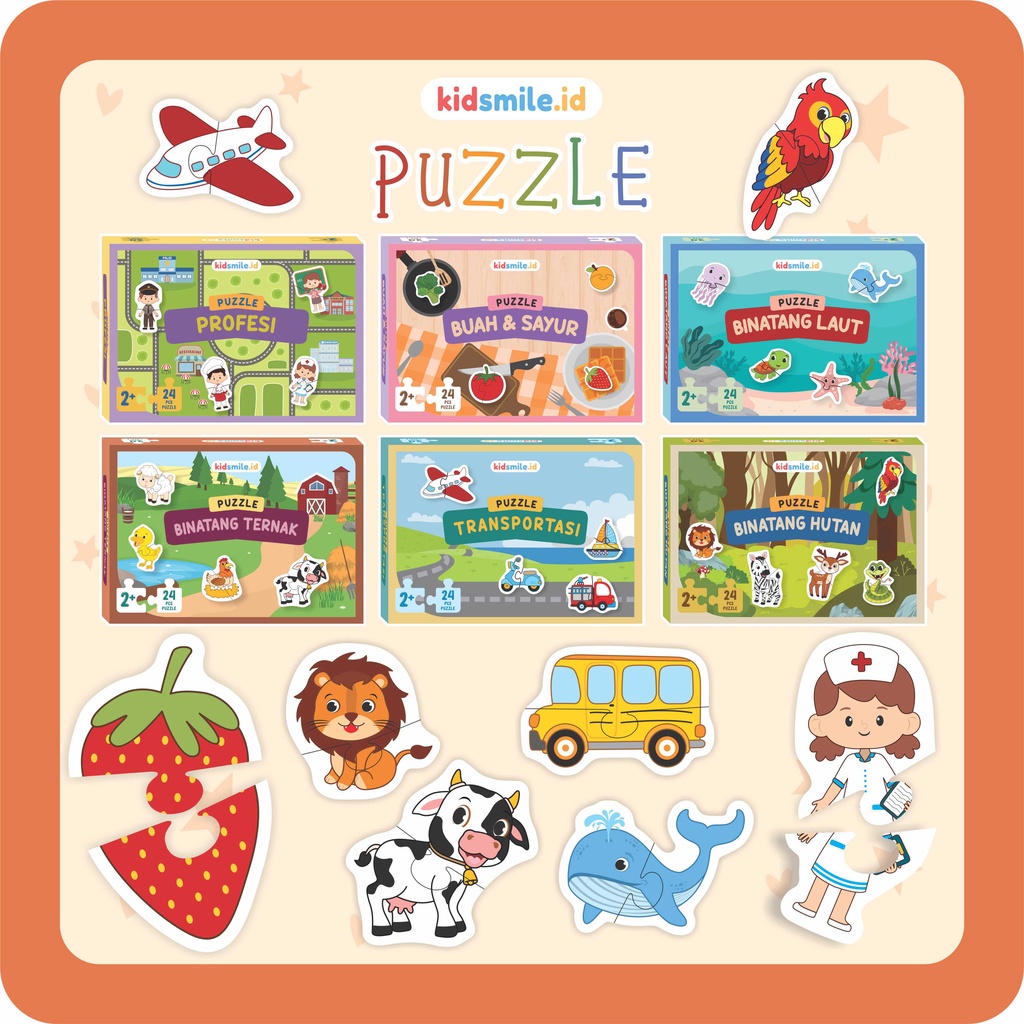 Puzzle Kidsmile isi 24 pcs Puzzle Anak My First Puzzle Mainan Edukasi Anak Puzzle Kayu Jigsaw Puzzle Mainan Edukatif Anak