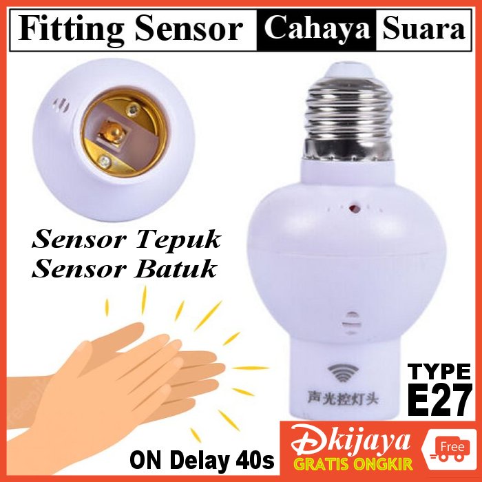 Fitting Lampu Sensor Suara Otomatis type E27 sensor suara tepuk batuk saat malam gelap tidak bercahaya