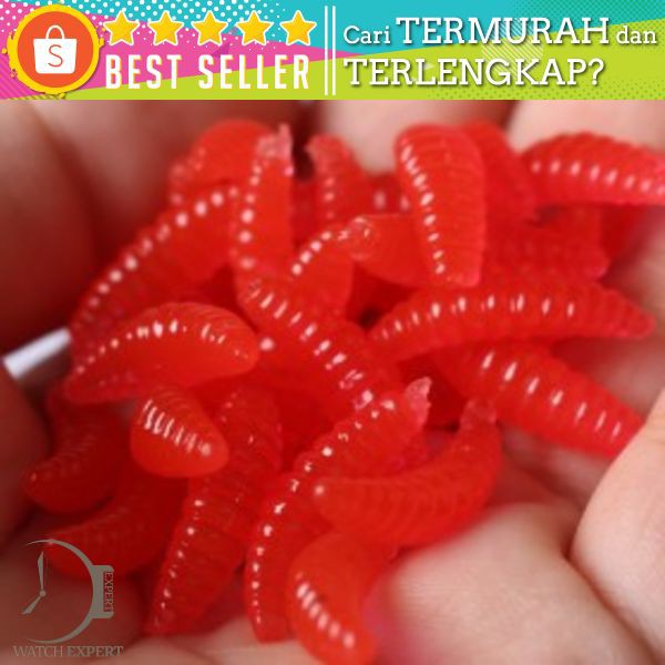 Umpan Pancing bentuk Cacing 50 PCS - WD-160  Merah