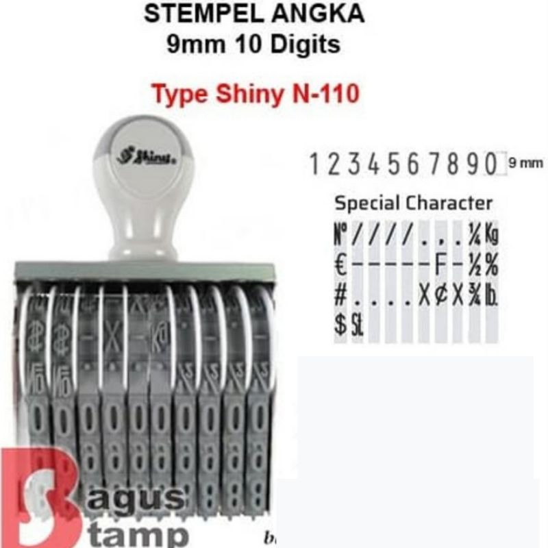 

HJK Stempel Angka 10 Digit 9mm 7mm Manual Shiny N110 N-110 N210 N-210