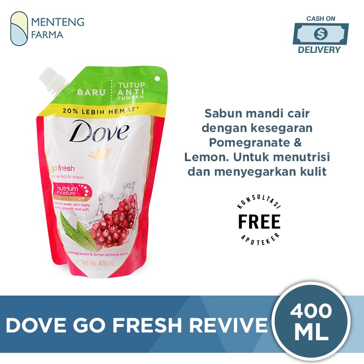 Dove Go Fresh Sabun Mandi Cair Revive Refill 400 ML - Sensasi Kesegaran buah Pomegranate dan Lemon