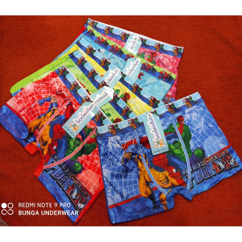 CELANA DALAM BOXER ANAK COWOK ISI 3PCS MOTIF KARAKTER| SEMPAK BOKSER ANAK COWOK KARAKTER SPIDERMAN,C