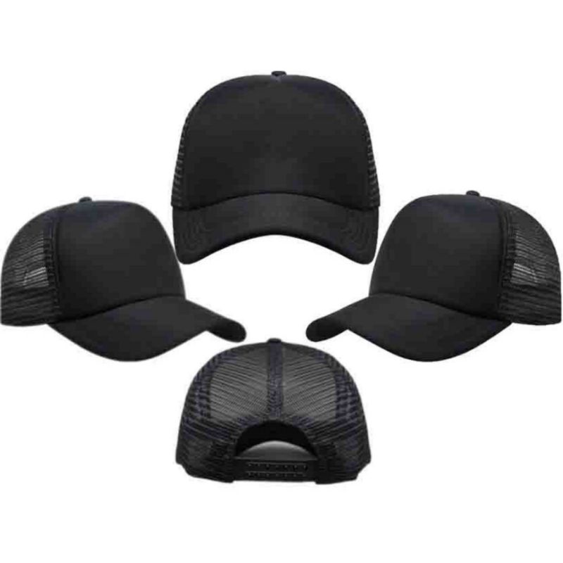 Topi Jaring Hitam Polos | Trucker Hat | Topi Distro