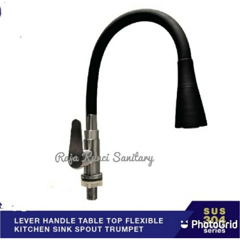 Paket Kitchen Sink 8050 Black+Kran Tembok/Dinding+Tempat Sabun Hitam/Black