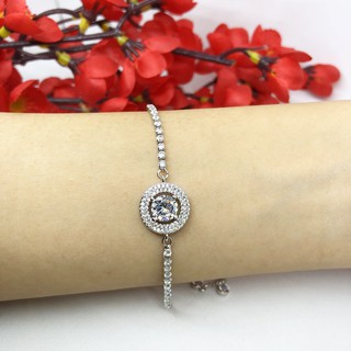 Gelang Serut Lapis Emas Putih Silver Zircon Berlian Gelang Serut Lapis Emas Putih Silver Zircon Berlian