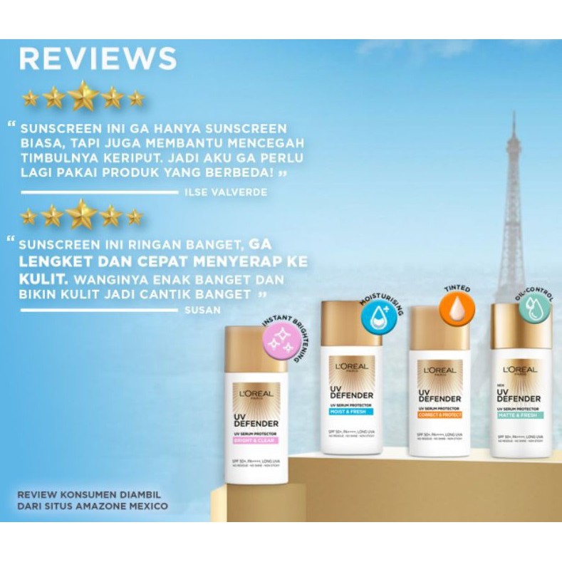 L'oreal Loreal Paris UV Defender Sunblock Sunscreen Serum Protector SPF 50+ Long UVA 50ml 50 ml