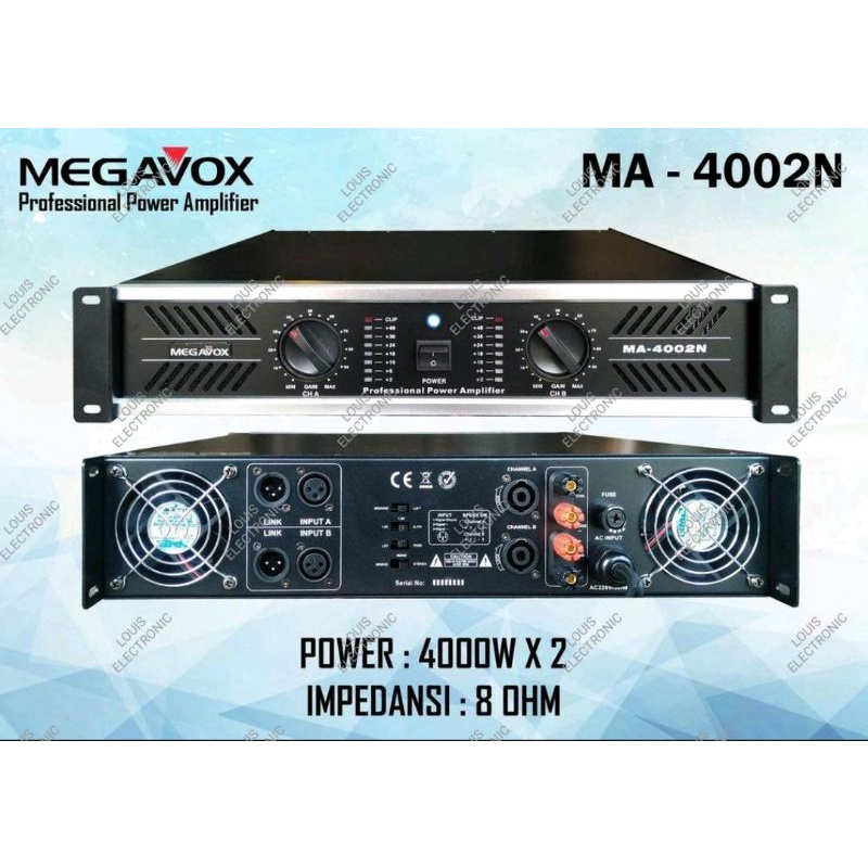 Power Amplifier MEGAVOX MA 4002 N Ampli Power MEGAVOX  MA 4002N Original