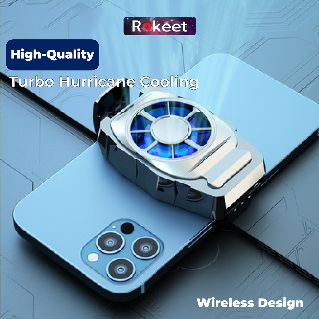 Rokeet Cooling Pad HP Gamepad Gaming Smartphone Mobile Radiator Cooler Pendingin Handphone Fan Holder