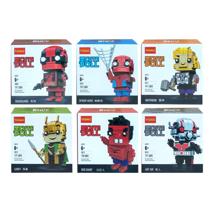 D'BEST - BLOCK DECOOL CUTE DOLL MIX SATUAN KARAKTER SUPER HERO - 6809-14