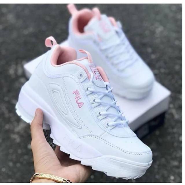 Sepatu fila putih pink sneakers cewe sepatu olahraga outdor sepatu fila ori