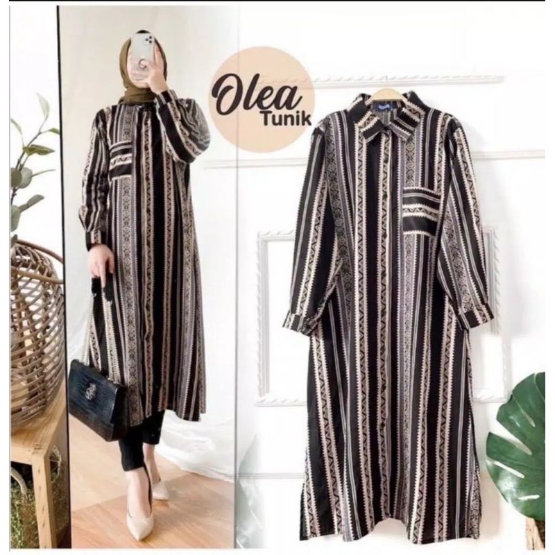 TUNIK OLEA STRIPE KANCING KERAH