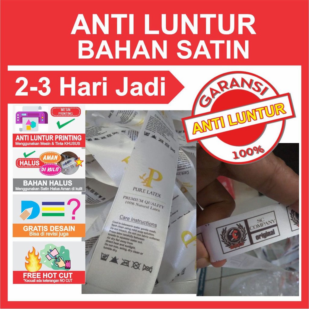 

PROMO !!! Label Hijab / Label Baju / Label Satin Printing ANTI LUNTUR FREE DESAIN & CUTTING
