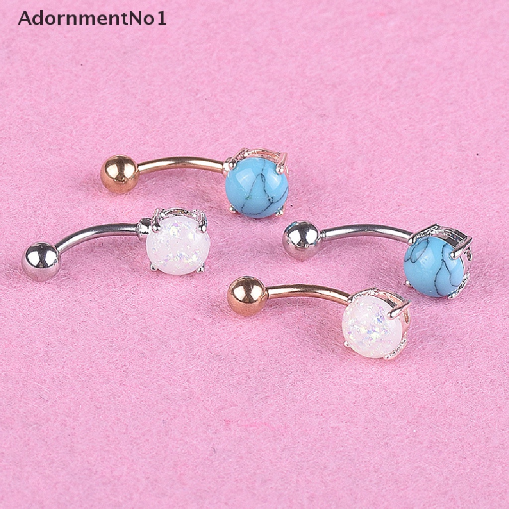 (AdornmentNo1) Anting Tindik Perut / Pusar Gantung Aksen Kristal Turquoise Untuk Perhiasan Wanita