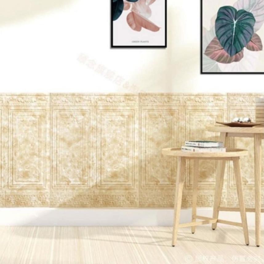 2.2 MALL Wallpaper Timbul Brickfoam 3D Motif Pintu Kayu Jati Jendela ukuran 70 x 90 cm Putih Coklat