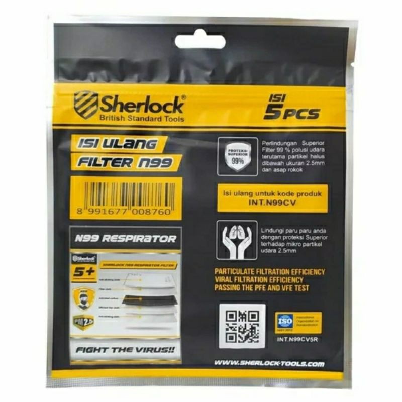 Filter Refill Masker Sherlock N99 PM 2.5 Respirator