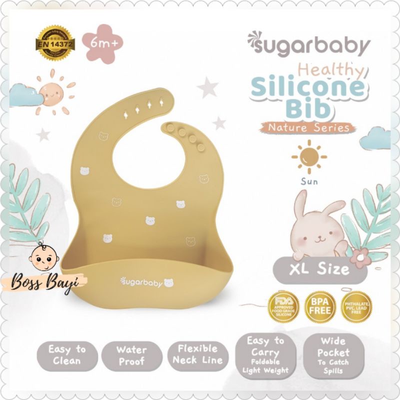 SUGARBABY Healthy Silicone Bib Nature Series /Celemek Makan Bayi Anak Silikon Sugar Baby