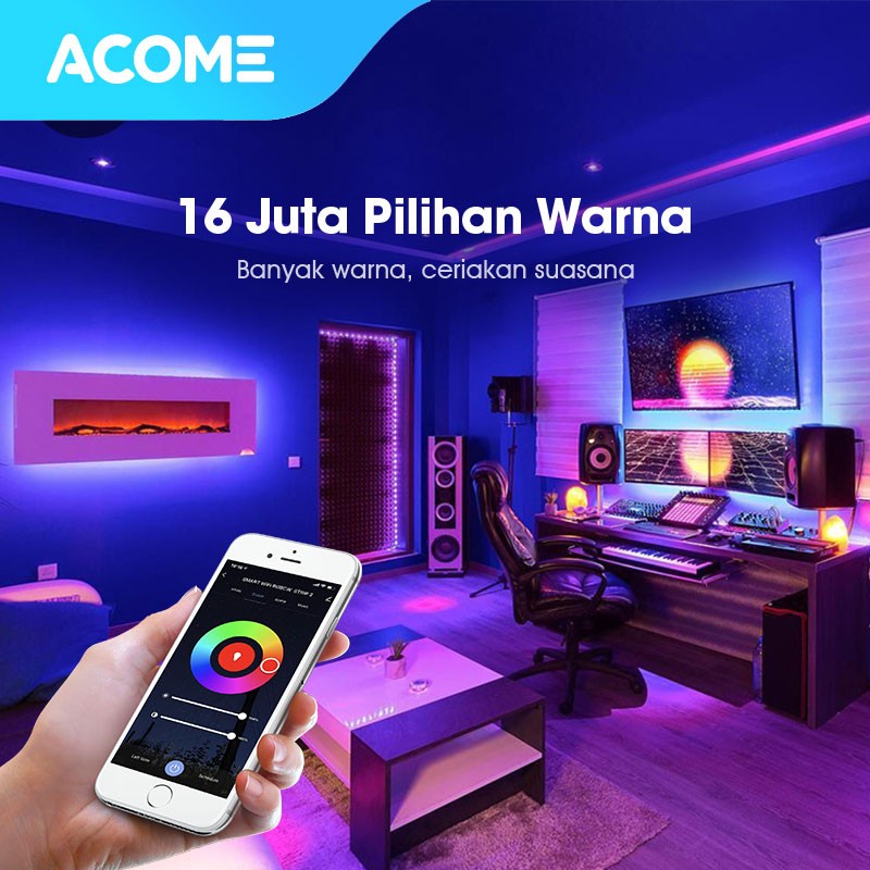 ACOME Lampu Smart Wifi LED Strip 2M RGB Garansi Resmi 1 tahun AL03 original wook