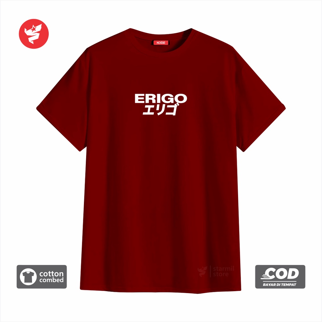 RASGRA STORE KAOS ERIGO PRIA wanita apparel cotton combed 30s original 100% erigo tshirt premium wan