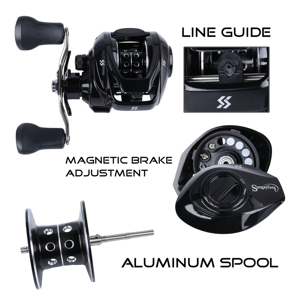 Casting Fishing Reel Max Drag 14LB Full Metal Spool Reel 12 + 1 Ball Bearings 7.2: 1 Rasio Gigi Kanan Kiri Menangani Air Asin Air Tawar Memancing Gulungan Gear Tackle Luar Ruangan