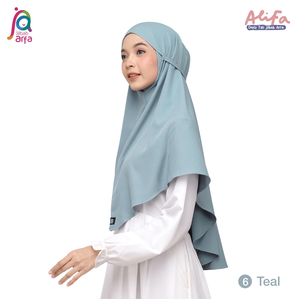 Jilbab Arfa Instan Alifa Teal - Bergo Maryam Tali Non Pet