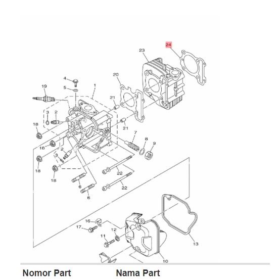 perpak paking packing cylinder blok seher bagian bawah jupiter z1 vega force fi original ygp 1dy-e1351-00