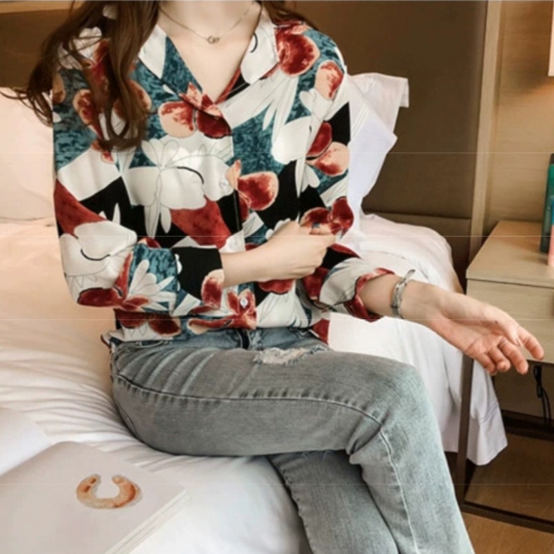 8290 3M THREE M TM DORINA LAPEL COLLAR SHIRT KEMEJA GROSIR MURAH Impor FASHION Import TERJANGKAU